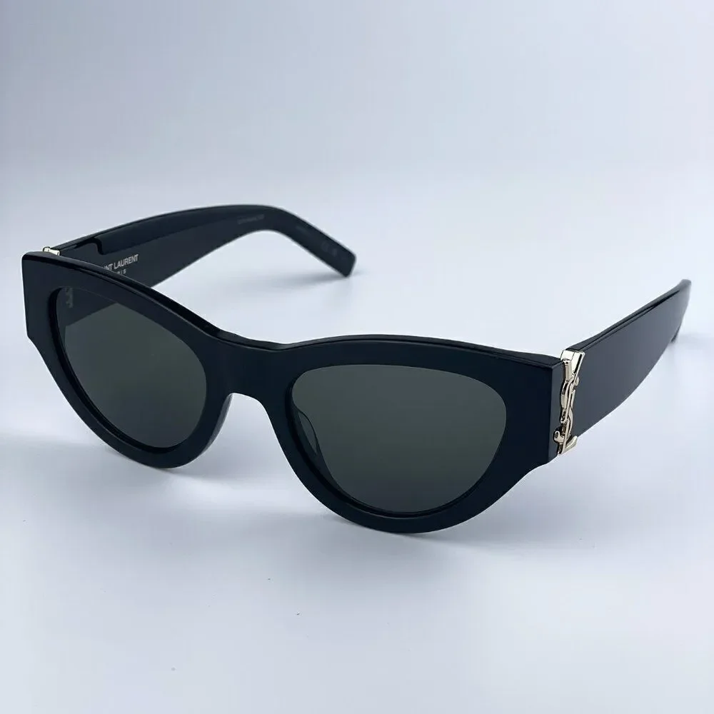 NEW Saint Laurent SLM94 001 Black Grey Cat Eye Unisex Sunglasses